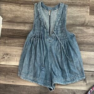 Free People Blue Denim Romper